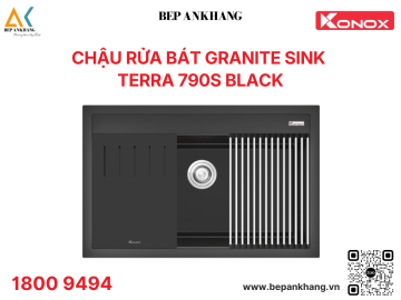 Chậu rửa bát 1 hố Konox đá Granite Sink Terra 790S - Màu Đen  